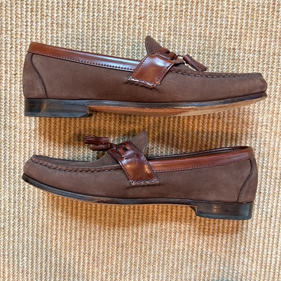 Allen Edmond Chatham Tasseled Nubuck Suede & Leather Brown Loafer 10C - Picture 5 of 9